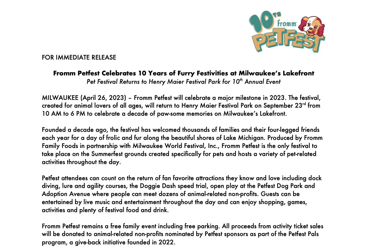 petfest press release